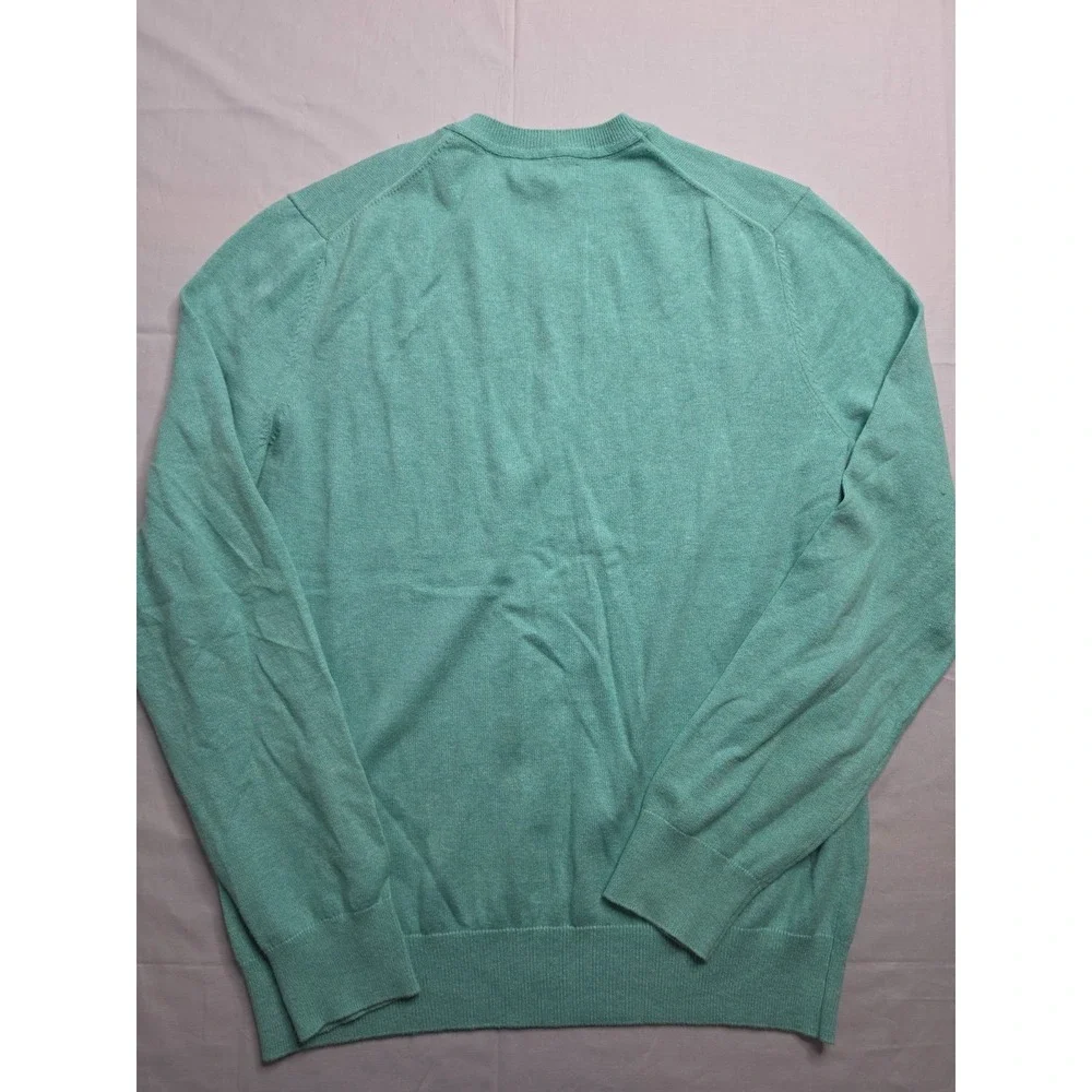 Banana Republic Sweater Men's Medium Light Teal Cotton Knitted V-Neck Warm Wear
